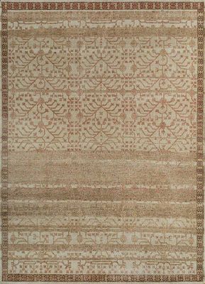  beige and brown wool hand knotted Rug