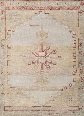  beige and brown wool hand knotted Rug