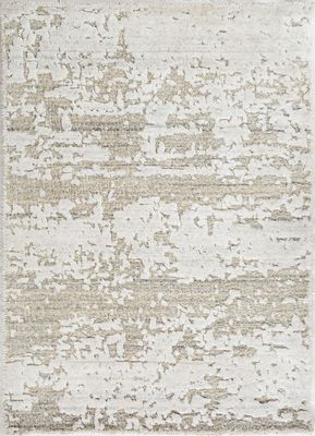  beige and brown wool and viscose hand loom Rug