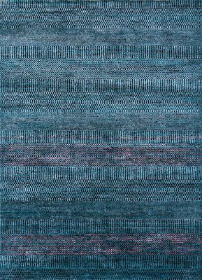  blue wool and bamboo silk hand loom Rug