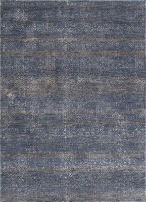  blue wool and viscose hand loom Rug