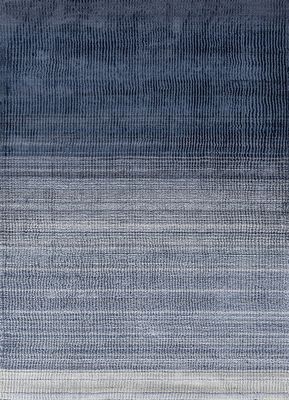  blue wool and viscose hand loom Rug