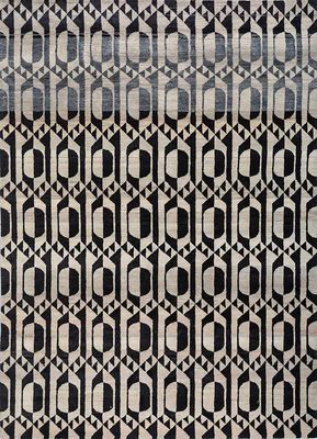  grey and black wool and silk hand knotted Rug