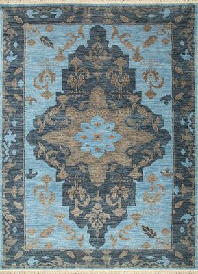  blue wool hand knotted Rug