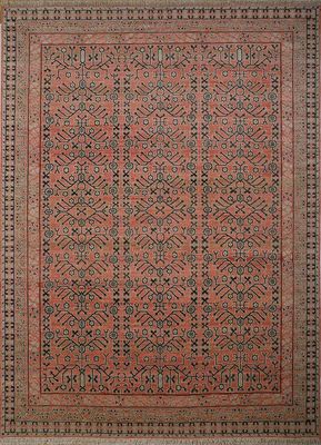  red and orange wool hand knotted Rug