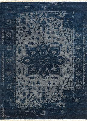  blue wool hand knotted Rug