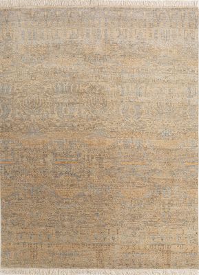 beige and brown wool hand knotted Rug