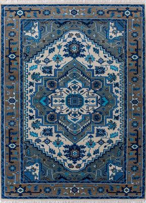  ivory wool hand knotted Rug