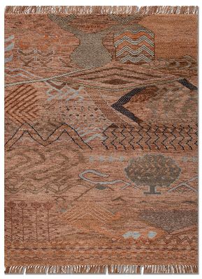 manchaha red and orange wool hand knotted Rug