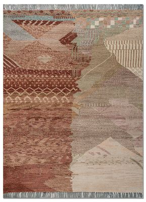 manchaha red and orange wool hand knotted Rug