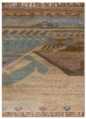 manchaha blue wool hand knotted Rug