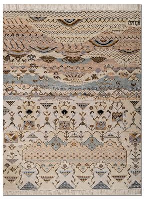 manchaha ivory wool and bamboo silk hand knotted Rug