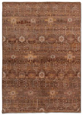  red and orange wool hand knotted Rug