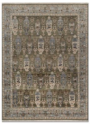  green wool hand knotted Rug
