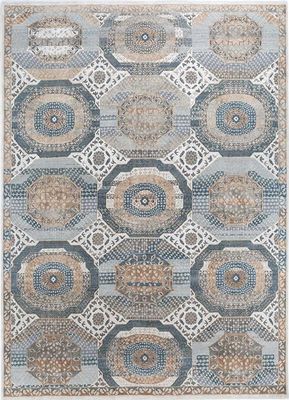  grey and black wool and bamboo silk hand knotted Rug