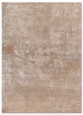  beige and brown wool and bamboo silk hand knotted Rug