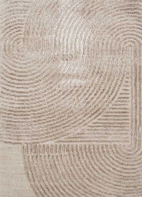  ivory wool and bamboo silk hand knotted Rug