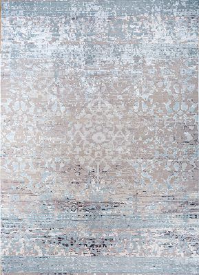  blue wool and bamboo silk hand knotted Rug