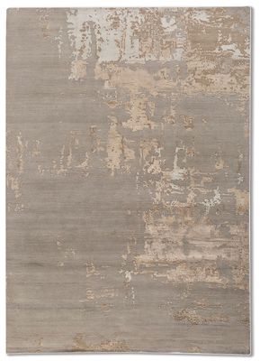  grey and black wool and bamboo silk hand knotted Rug