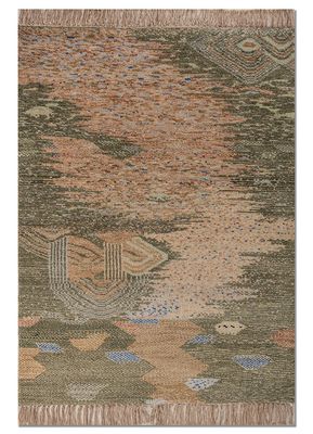 dwar beige and brown wool hand knotted Rug
