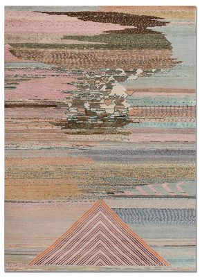  blue wool and bamboo silk hand knotted Rug