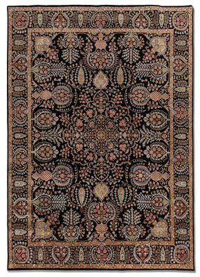  grey and black wool and silk hand knotted Rug