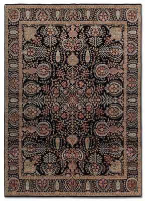  grey and black wool and silk hand knotted Rug
