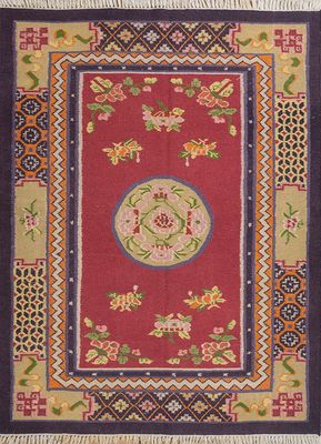  india (c.1980) red and orange wool hand knotted Rug