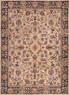 european (c.1940) beige and brown wool hand knotted Rug