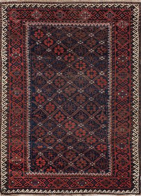 baluch, balochistan (c.1910) beige and brown wool hand knotted Rug