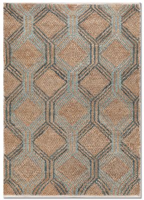  blue jute and hemp flat weaves Rug