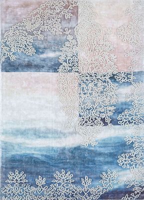  blue wool and viscose hand loom Rug
