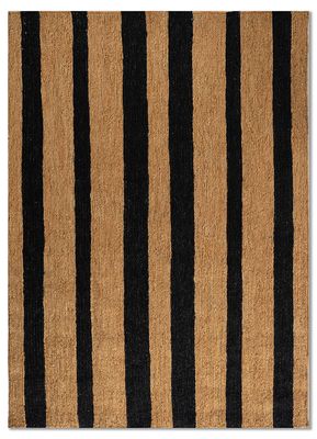  beige and brown jute and hemp hand knotted Rug