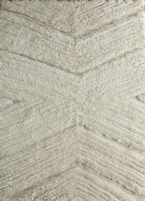  beige and brown mohair wool hand knotted Rug