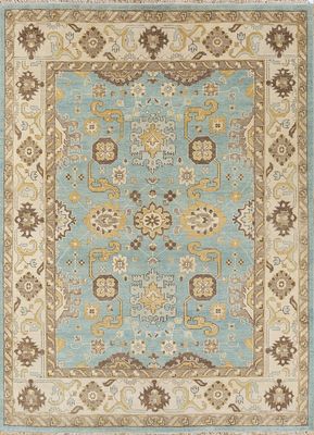  blue wool hand knotted Rug