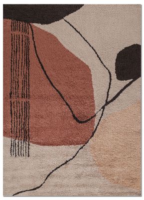  beige and brown polyester hand tufted Rug