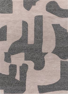  beige and brown wool hand tufted Rug