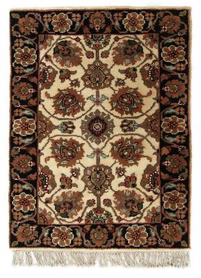  beige and brown wool hand knotted Rug