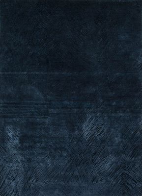  blue wool and silk hand knotted Rug
