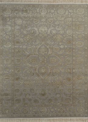  grey and black wool and silk hand knotted Rug