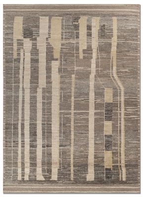  beige and brown afghan wool hand knotted Rug