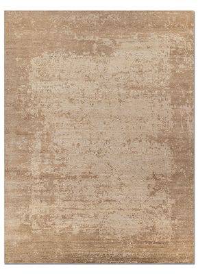 beige and brown silk hand knotted Rug