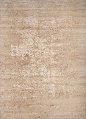  beige and brown silk hand knotted Rug