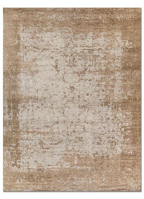  beige and brown silk hand knotted Rug