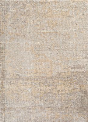  beige and brown silk hand knotted Rug