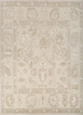  ivory wool hand knotted Rug