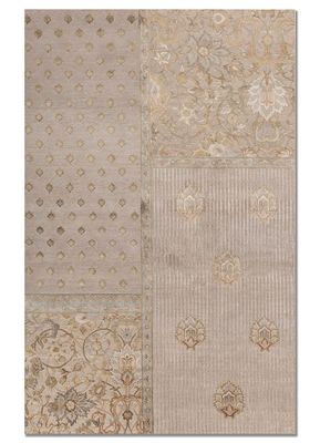  ivory wool and silk hand knotted Rug