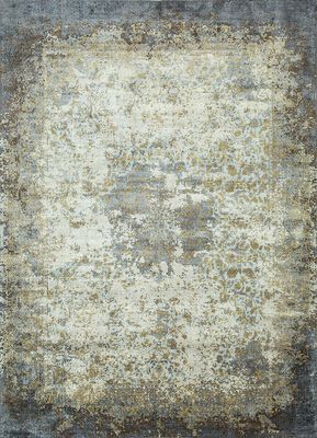  blue wool and silk hand knotted Rug