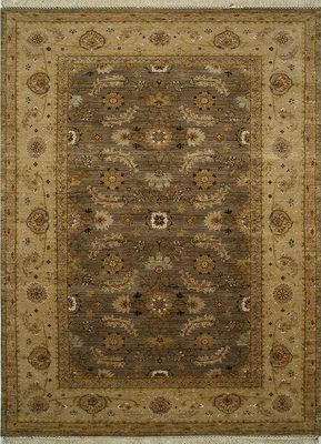  beige and brown  hand knotted Rug