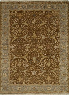  beige and brown  hand knotted Rug